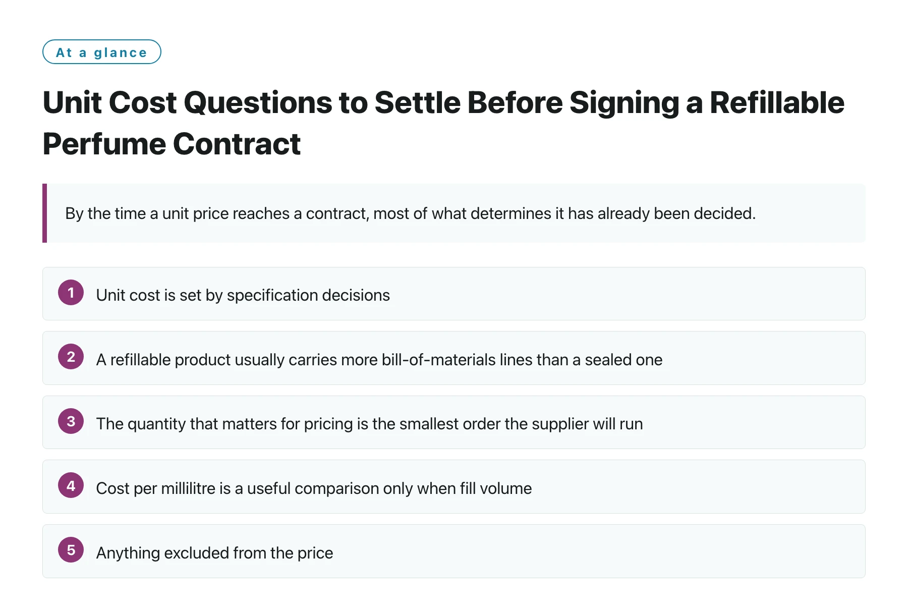 Unit Cost Questions to Settle Before Signing a Refillable Perfume Contract——全文要点速览